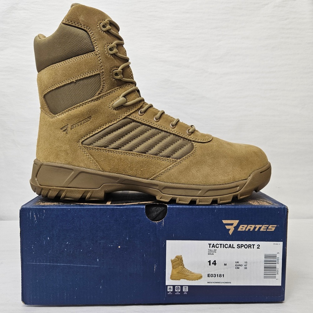 Bates Tactical Sport 2 Boots Tall Side Zip E03181 Coyote Brown Men's Size 14